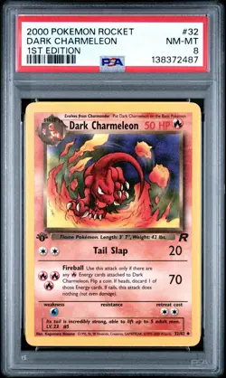 2000 POKEMON ROCKET 1ST EDITION #32 DARK CHARMELEON PSA 8 - Image 1