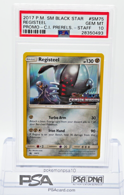 PSA 10 REGISTEEL STAFF PRERELEASE #SM75 POKEMON S&M PROMO LOW POP - 5 - Image 1