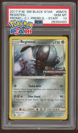 PSA 10 REGISTEEL STAFF PRERELEASE #SM75 POKEMON S&M PROMO LOW POP - 5 - Image 3