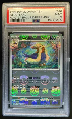 2025 Pokemon White Flare Stoutland Reverse Holo Master Ball #076/086 PSA 9 - Image 1