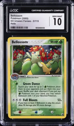 2005 POKEMON EX UNSEEN FORCES HOLO #3/115 BELLOSSOM CGC 10 GEM MINT - Image 1