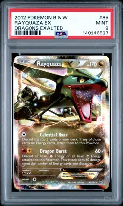 2012 POKEMON B&W DRAGONS EXALTED #85 RAYQUAZA EX PSA 9 - Image 1
