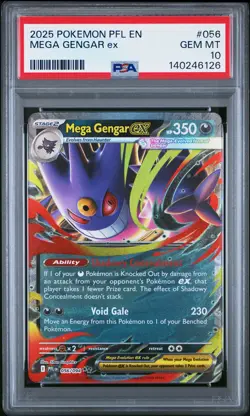 2025 POKEMON PFL EN-PHANTASMAL FLAMES #056 MEGA GENGAR EX PSA 10 - Image 1