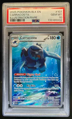2025 Pokemon Black Bolt Carracosta Illustration Rare #107/086 PSA 10 - Image 1