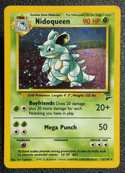 Nidoqueen 12/130 - Holo Rare - Vintage Pokemon TCG: Base Set 2 - LP/NM - Image 1