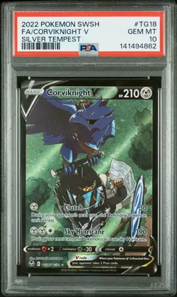 2022 POKEMON SWORD & SHIELD SILVER TEMPEST #TG18 FULL ART/CORVIKNIGHT V PSA 10 - Image 1