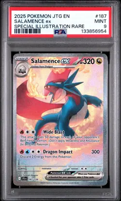 2025 Pokemon Journey JTG En Salamence Ex Special Illustration Rare #187 PSA 9 - Image 1
