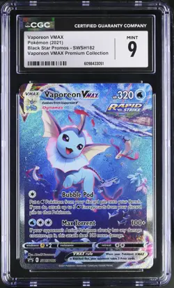 Vaporeon Vmax SWSH182 Premium Collection Pokemon CGC 9 Mint *051 - Image 1