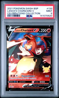 2021 POKEMON SWSH BLACK STAR PROMO CELEBRATIONS COLL LANCE'S CHARIZARD V PSA 9 - Image 1
