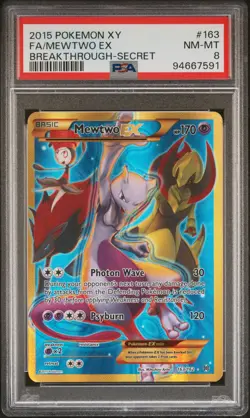 2015 POKEMON XY BREAKTHROUGH SECRET #163 FULL ART/MEWTWO EX PSA 8 - Image 1