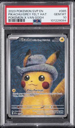 2023 POKEMON SVP EN-SV BLACK STAR PROMO #085 PIKACHU WITH GREY FELT HAT PSA 10 - Image 1