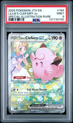 2025 POKEMON JTG EN-JOURNEY TOGETHER #184 LILLIE'S CLEFAIRY EX PSA 9 - Image 1
