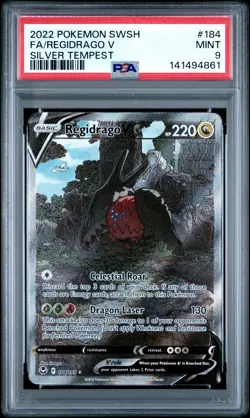 2022 POKEMON SWORD & SHIELD SILVER TEMPEST #184 FULL ART/REGIDRAGO V PSA 9 - Image 1