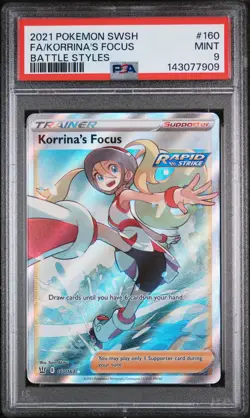2021 POKEMON SWORD & SHIELD BATTLE STYLES #160 FULL ART/KORRINA'S FOCUS PSA 9 - Image 1