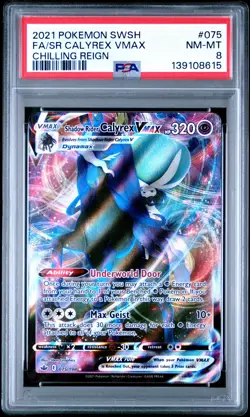 2021 POKEMON SWORD & SHIELD CHILLING REIGN FA/SHADOW RIDER CALYREX VMAX PSA 8 - Image 1