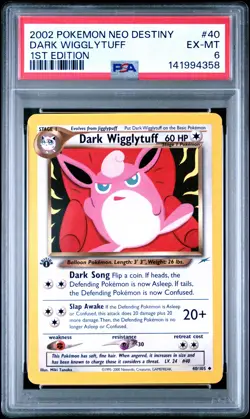 2002 POKEMON NEO DESTINY 1ST EDITION #40 DARK WIGGLYTUFF PSA 6 - Image 1