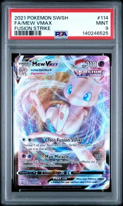 2021 POKEMON SWORD & SHIELD FUSION STRIKE #114 FULL ART/MEW VMAX PSA 9 - Image 1