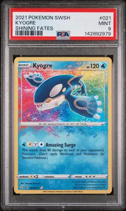 2021 POKEMON SWORD & SHIELD SHINING FATES #021 KYOGRE PSA 9 - Image 1