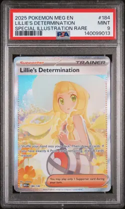 2025 POKEMON MEG SPECIAL ILLUSTRATION RARE #184 LILLIE'S DETERMINATION PSA 9 - Image 1