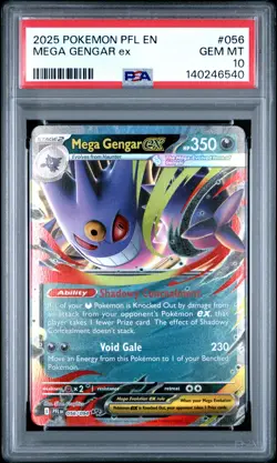 2025 POKEMON PFL EN-PHANTASMAL FLAMES #056 MEGA GENGAR EX PSA 10 - Image 1