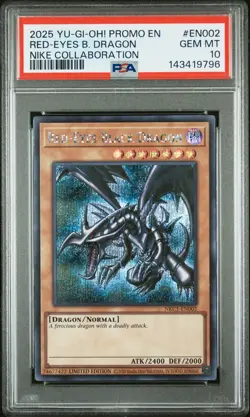 2025 YU-GI-OH! NIKE COLLABORATION PROMO #EN002 RED-EYES BLACK DRAGON PSA 10 - Image 1
