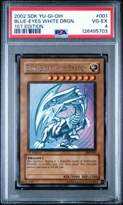 2002 YU-GI-OH! STARTER DECK: KAIBA 1ST EDITION #001 BLUE-EYES WHITE DRAGON PSA 4 - Image 1