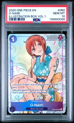 2025 ONE PIECE PROMOS ILLUSTRATION BOX VOL.1 #062 O-NAMI PSA 10 - Image 1