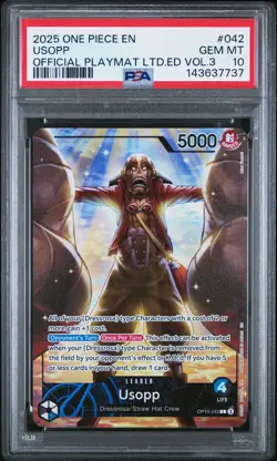 2025 ONE PIECE PROMOS OFFICIAL PLAYMAT LTD ED VOL.3 #042 USOPP PSA 10 - Image 1
