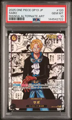 2025 ONE PIECE JPN OP13-CARRYING ON HIS WILL MANGA ALTERNATE ART SABO PSA 10 - Image 1