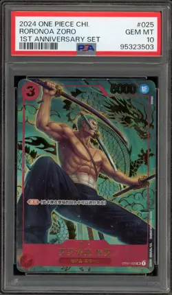One Piece CCG Roronoa Zoro 1st Anniversary Set CHINESE OP01-025 PSA 10 Gem Mint - Image 1