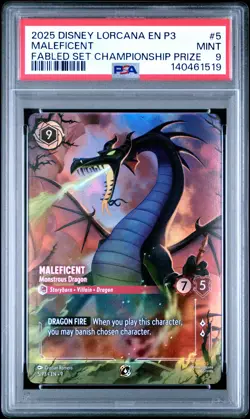 2025 DISNEY LORCANA EN P3-PROMO #5 MALEFICENT MONSTROUS DRAGON PSA 9 - Image 1