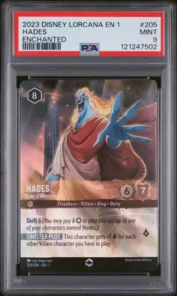 2023 DISNEY LORCANA EN 1-THE FIRST CHAPTER ENCHANTED #205 HADES PSA 9 - Image 1