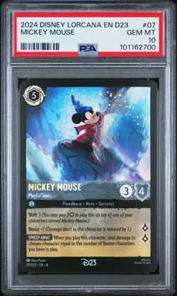 2024 DISNEY LORCANA EN D23-D23 EXPO PROMO MICKEY MOUSE PLAYFUL SORCERER PSA 10 - Image 1