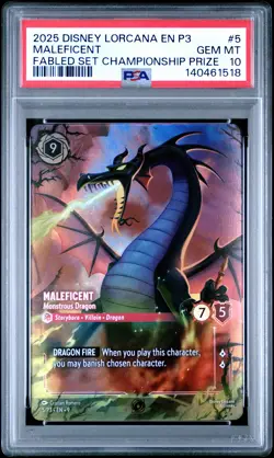 2025 DISNEY LORCANA EN P3-PROMO #5 MALEFICENT MONSTROUS DRAGON PSA 10 - Image 1