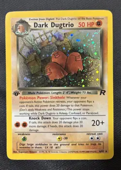 Pokemon Card Team Rocket Dark Dugtrio 6/82 1st Edition Holo Swirl Rare - Image 1