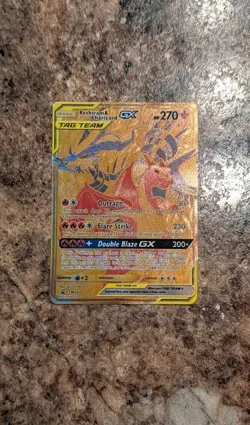 Pokemon Reshiram & Charizard GX Tag Team SM247 Promo Gold Pokemon Card - Image 1