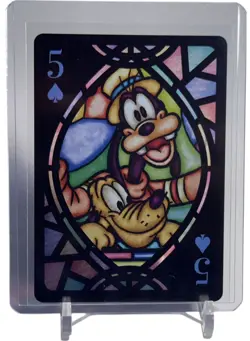 Goofy & Pluto 2021 Tenyo Disney Stained Glass Playing Card W/Top Loader 🔥 - Image 1