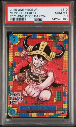 2025 ONE PIECE JPN PREM CARD COLL ONE PIECE DAY'25- #110 MONKEY D. LUFFY PSA 10 - Image 1