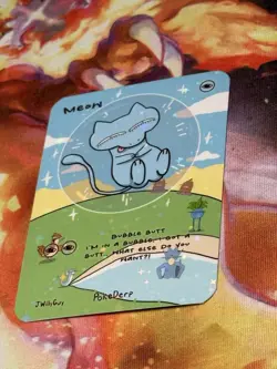 Holo Pokederp Meow Bubble Mew Custom Derpy Card Holo Art Pokemon - Image 1