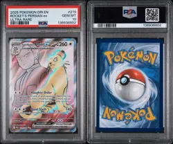 2025 POKEMON DRI EN-DESTINED RIVALS 219 TEAM ROCKET'S PERSIAN EX PSA 10 - Image 3