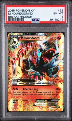 2015 Pokemon XY Breakthrough M Houndoom EX 22/162 - PSA 8 HOLO - Image 1