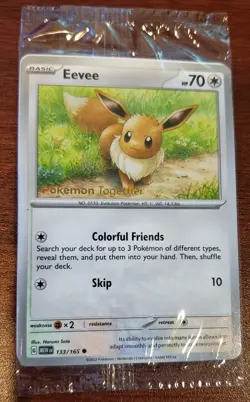 Pokemon Together Pikachu 25/165 & Eevee 133/165 Stamped Promos - Factory Sealed - Image 3