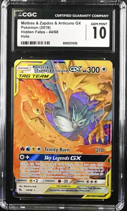Moltres Zapdos Articuno GX Hidden Fates 44/68 CGC 10 GEM MINT Pokemon - Image 1