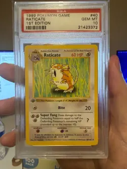 Pokemon TCG Base Set 1st Edition Shadowless Raticate 40/102 PSA 10 - Image 1
