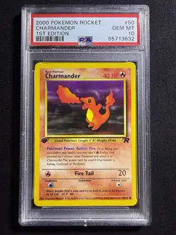 Pokemon TCG Charmander Team Rocket 50/82 Regular 1st Edition Common - PSA 10 - Image 1
