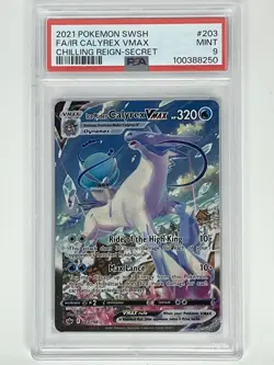 2021 Pokemon SWSH Chilling Reign Ice Rider Calyrex VMAX Alternate Art PSA 9 - Image 1