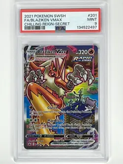 2021 Pokemon SWSH Chilling Reign Blaziken VMAX Alternate Art 201/198 PSA 9 - Image 1