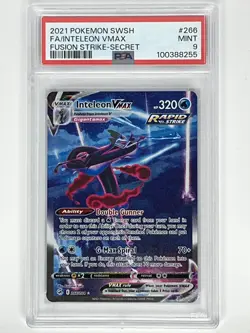2021 Pokemon SWSH Fusion Strike Inteleon VMAX Alternate Art 266/264 PSA 9 - Image 1
