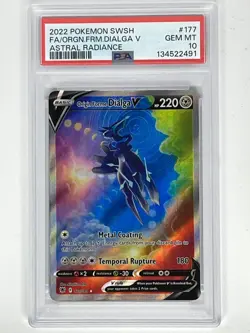 2022 Pokemon SWSH Astral Radiance Origin Forme Dialga V Alt Art 177/189 PSA 10 - Image 1