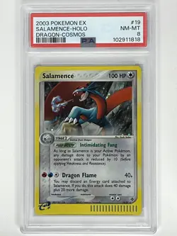 2003 Pokemon R&S EX Dragon Salamence Cosmos Holo E-League 19/97 PSA 8 - Image 1